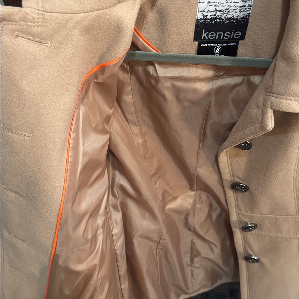 Kensie Women's Camel Pea Coat - Picture 4 of 6